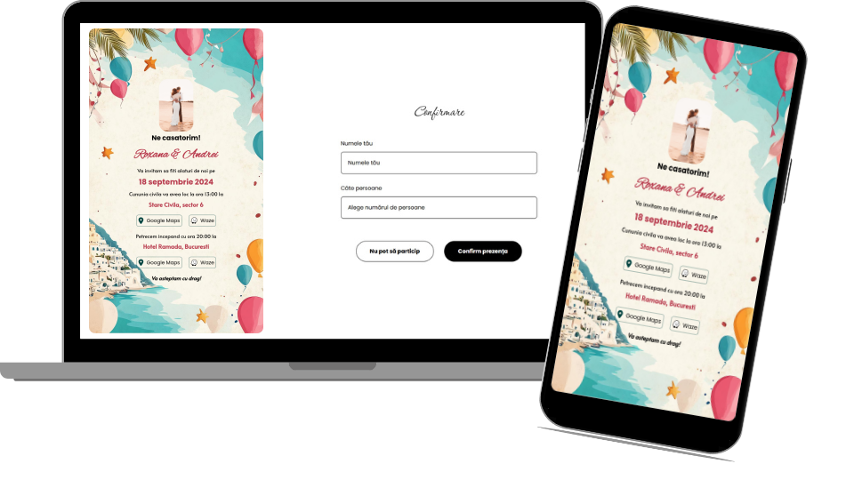 Invitație Nuntă Digitală „Greek Islands 1 - Standard”