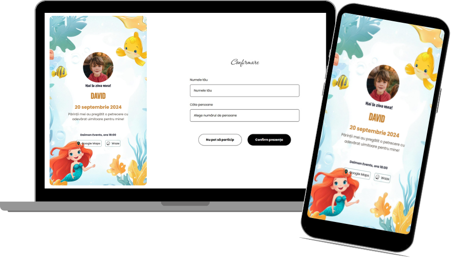 Invitație Aniversare Digitală „Ariel 3 - Classic”