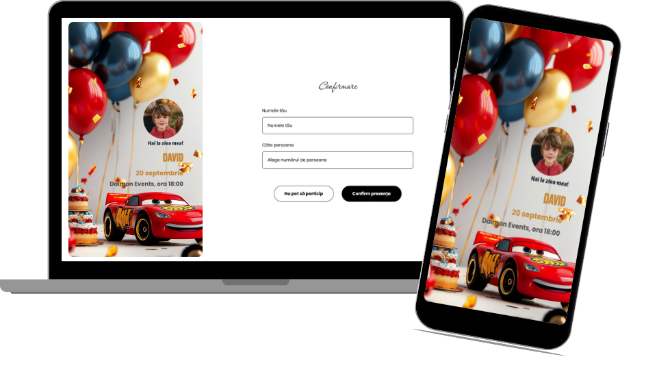 Invitație Aniversare Digitală „Cars 5”