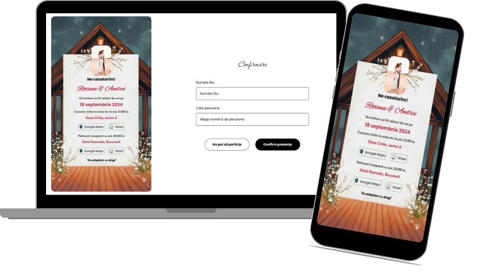 Invitație Nuntă Digitală „Barn 1 - Standard”