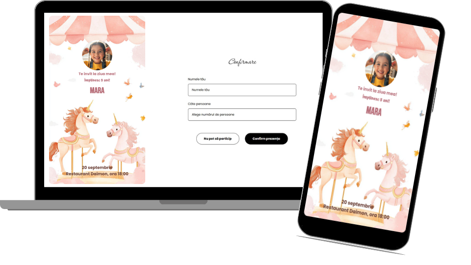 Invitație Aniversare Digitală „Carusel 1”