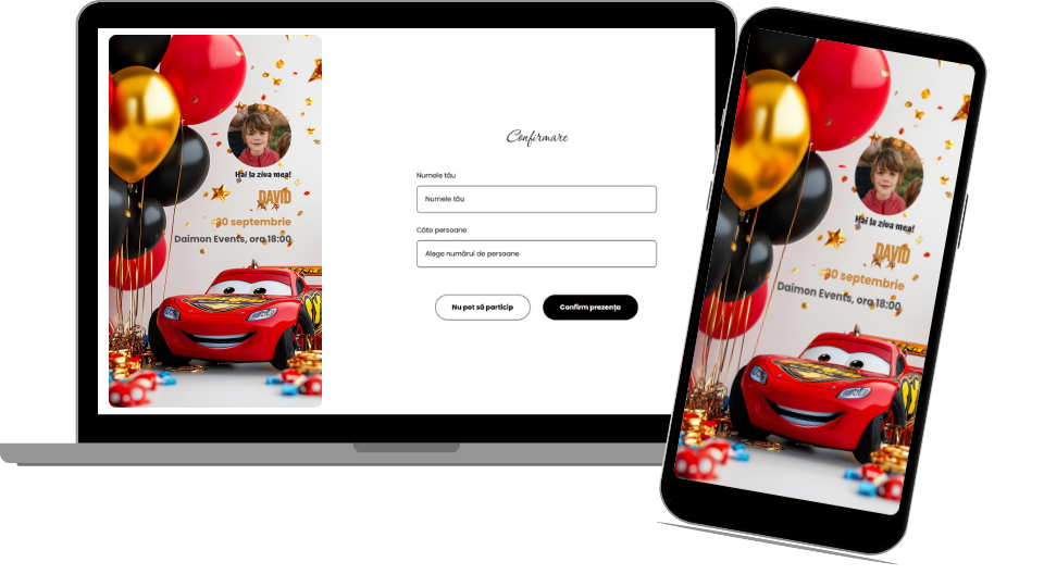 Invitație Aniversare Digitală „Cars 4”