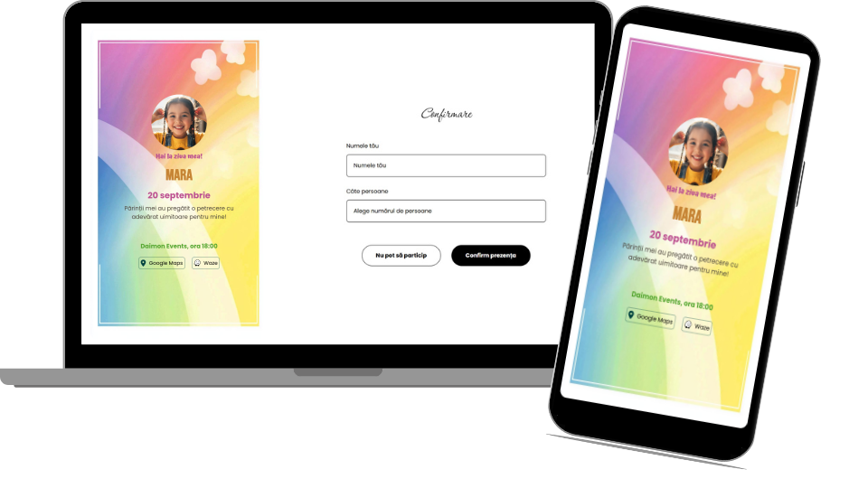 Invitație Aniversare Digitală „Colors 5”