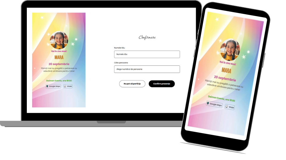 Invitație Aniversare Digitală „Colors 3”