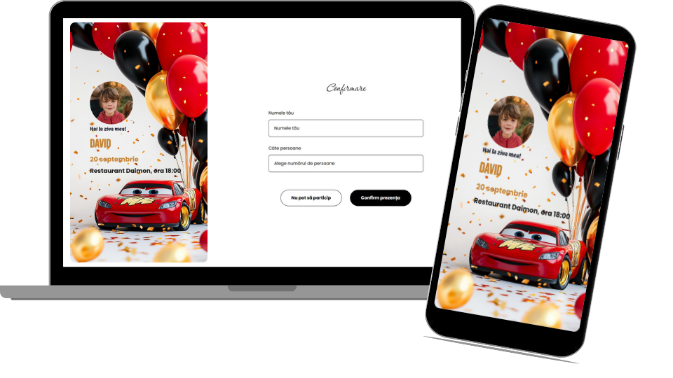 Invitație Aniversare Digitală „Cars 2”