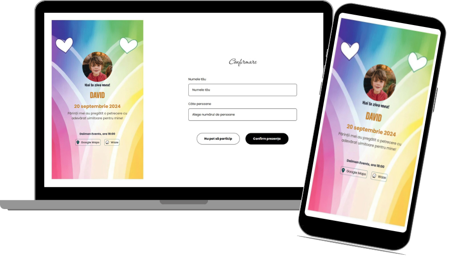 Invitație Aniversare Digitală „Colors 1 - Classic”