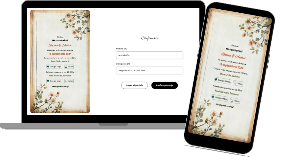 Invitație Nuntă Digitală „Barn 3 - Minimalist”