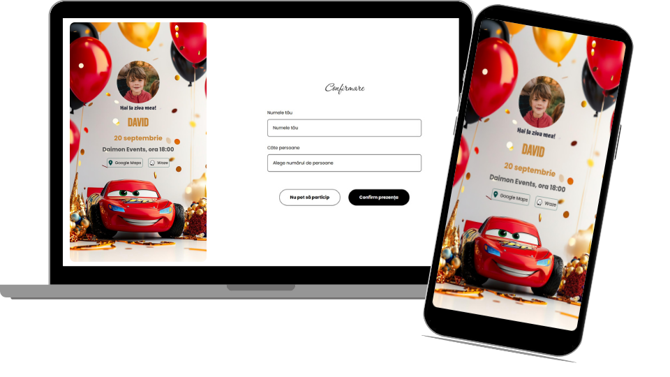 Invitație Aniversare Digitală „Cars 3”