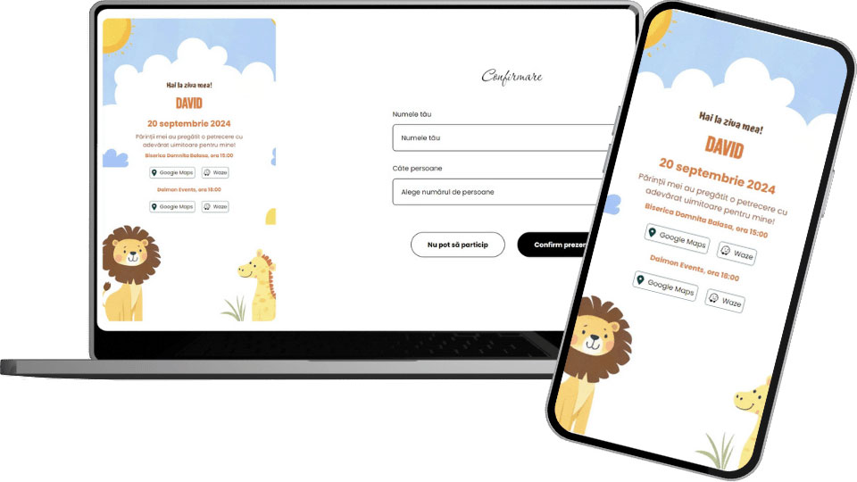 Invitație Aniversare Digitală "Safari 2 - Standard"