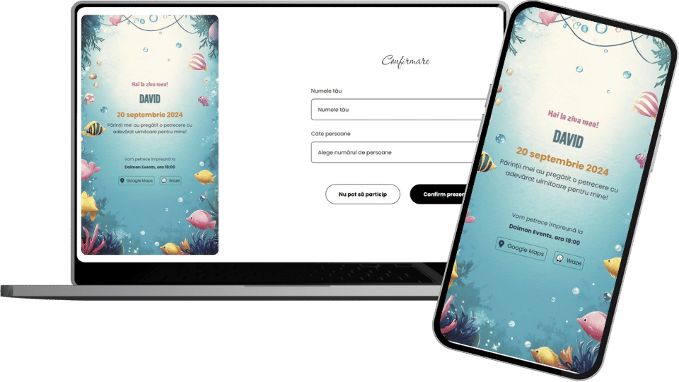 Invitație Aniversare Digitală "Underwater - Standard"