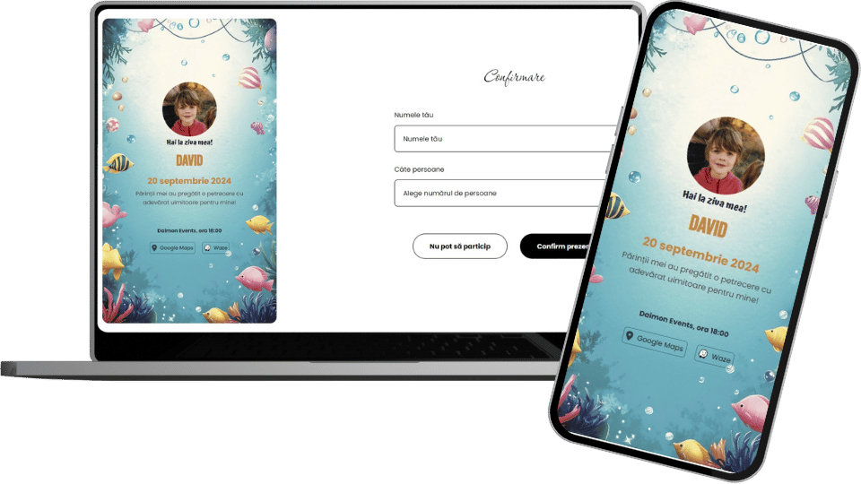 Invitație Aniversare Digitală "Underwater - Classic"