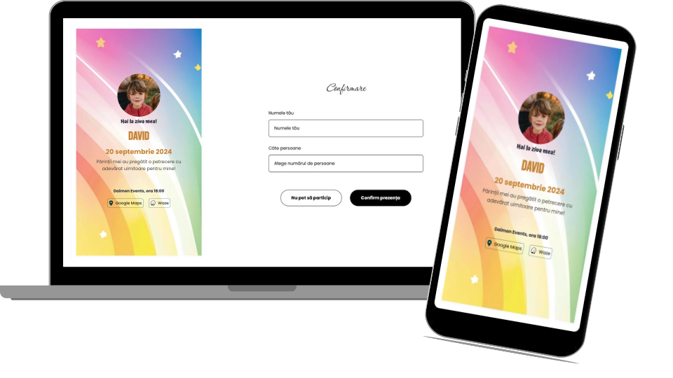 Invitație Aniversare Digitală „Colors 2 - Classic”