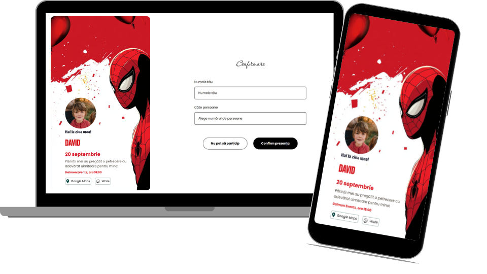 Invitație Aniversare Digitală „Spiderman 1”