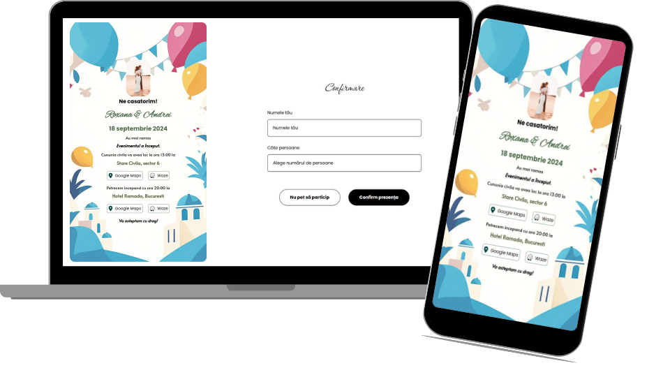 Invitație Nuntă Digitală „Greek Islands 2 - Countdown”