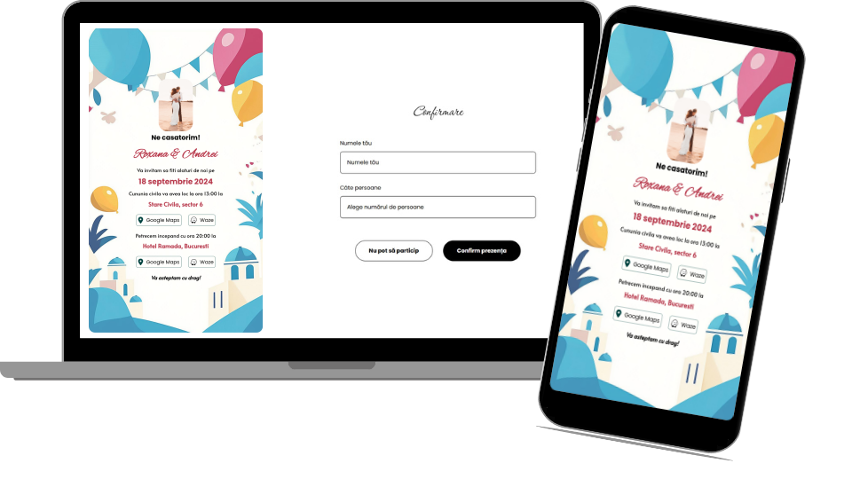 Invitație Nuntă Digitală „Greek Islands 2 - Standard”