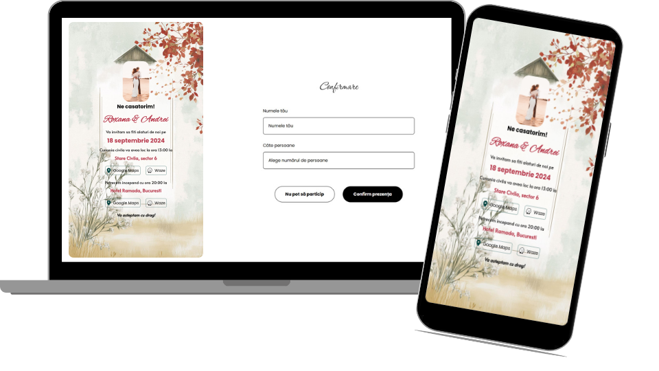 Invitație Nuntă Digitală „Barn 4 - Standard”